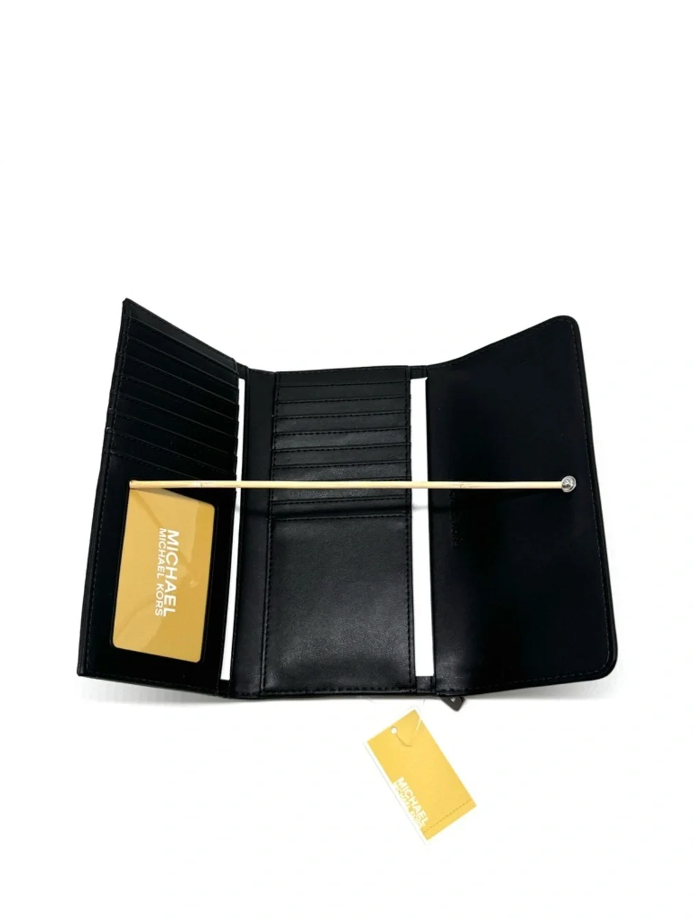 Michael Kors Large Trifold Wallet Black Signature